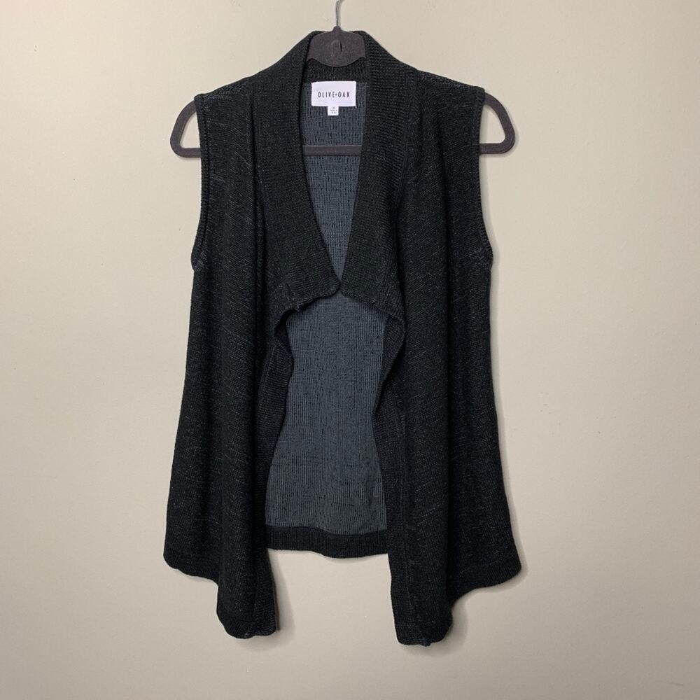 Olive & Oak Charcoal Black Drape‎ Front Vest XS